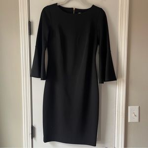 Calvin Klein Black Bell Flare Sleeve Dress